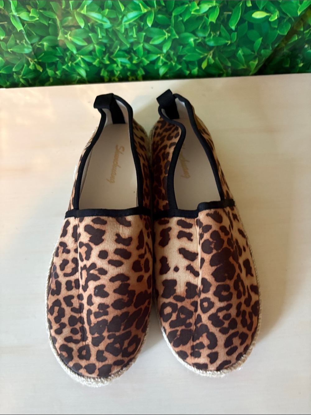 Shunchuang Leopard Print Slip-On Espadrilles - Brown & Black
